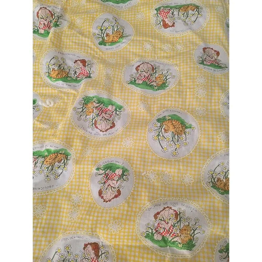 70s Vintage‎ I Love Daisies Barbara Alexander Quilt Crib Blanket Throw Retro